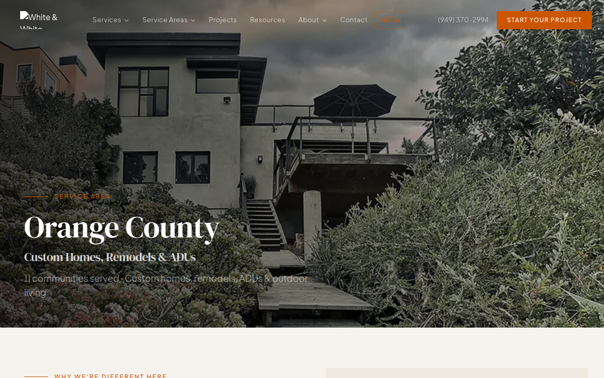 White & White Construction website screenshot
