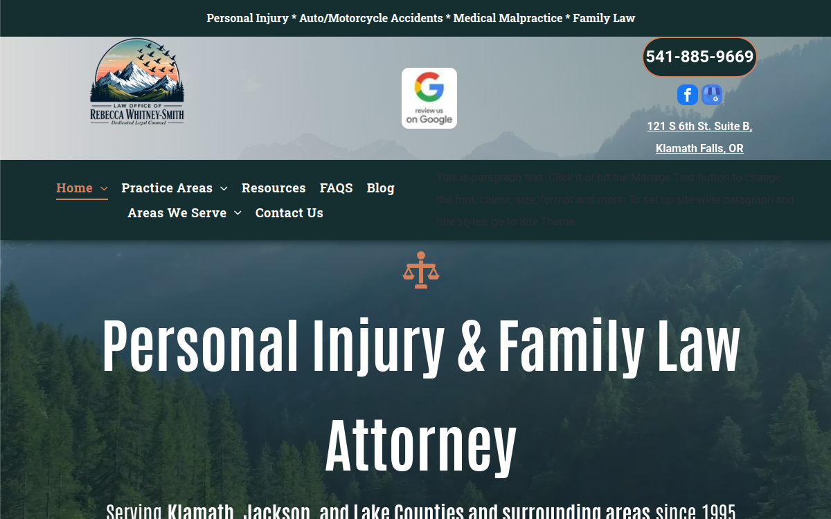 Law Office of Rebecca Whitney Smith website screenshot