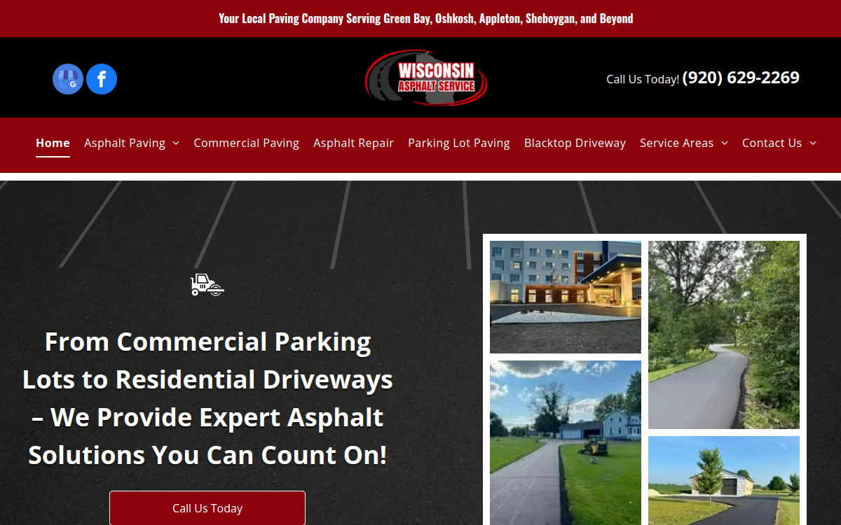 Wisconsin Asphalt Service website screenshot