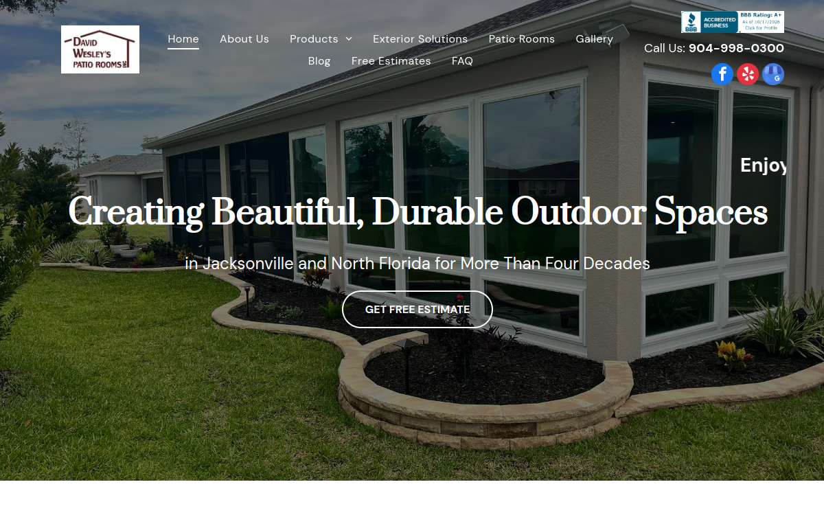 David Wesley's Patio Rooms Inc website screenshot