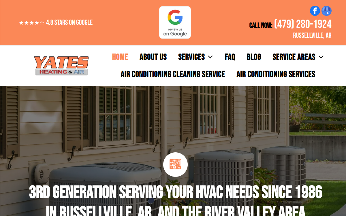 Yates Heating & Air website screenshot
