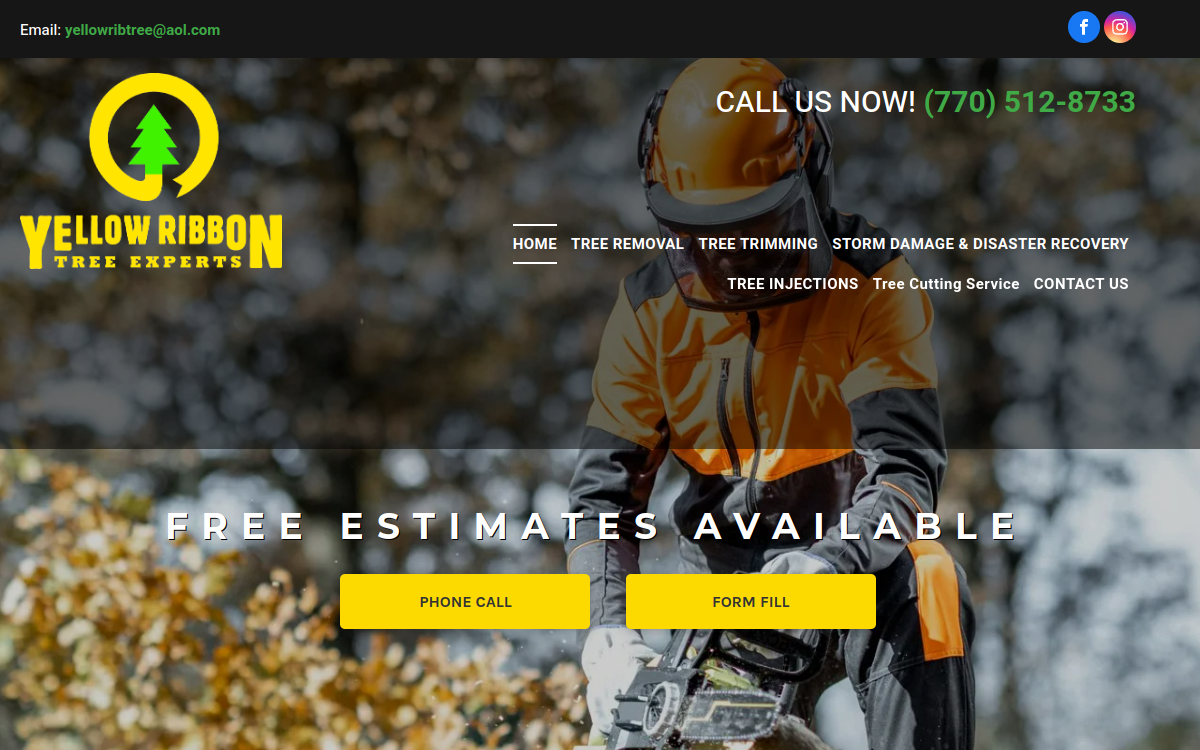Yellow Ribbon Tree Experts website screenshot