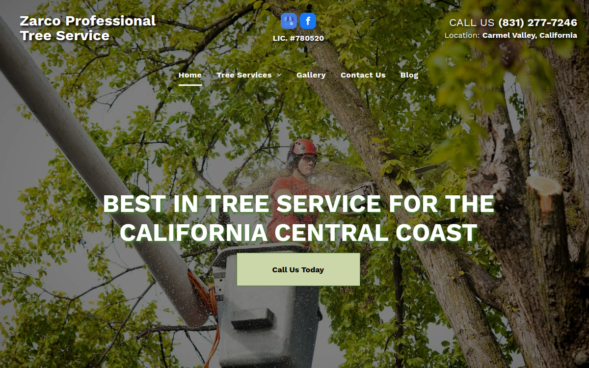 Zarco's Professional Tree Service website screenshot