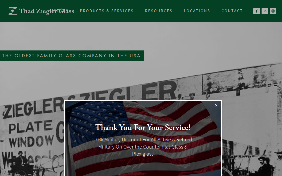 Thad Ziegler Glass Ltd website screenshot