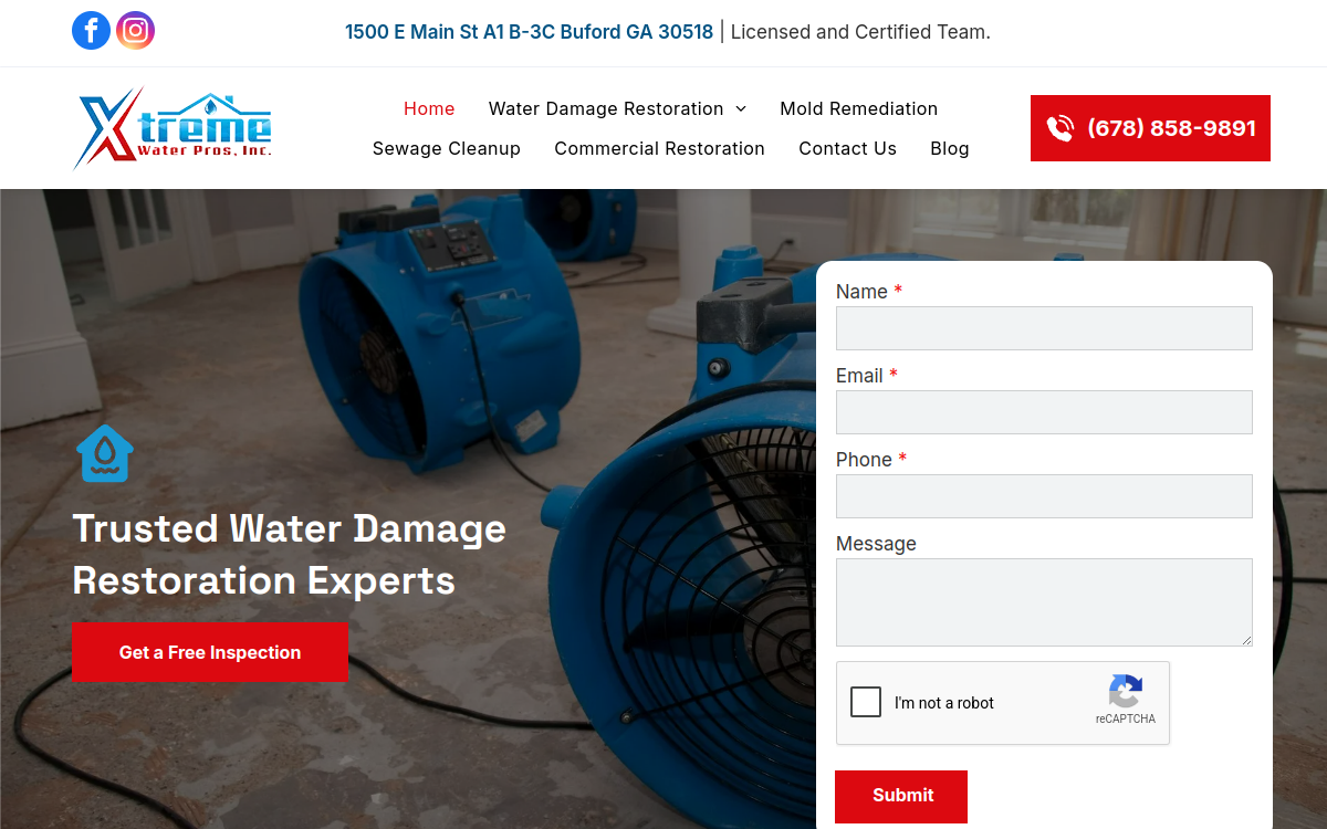 Xtreme Water Pros website screenshot