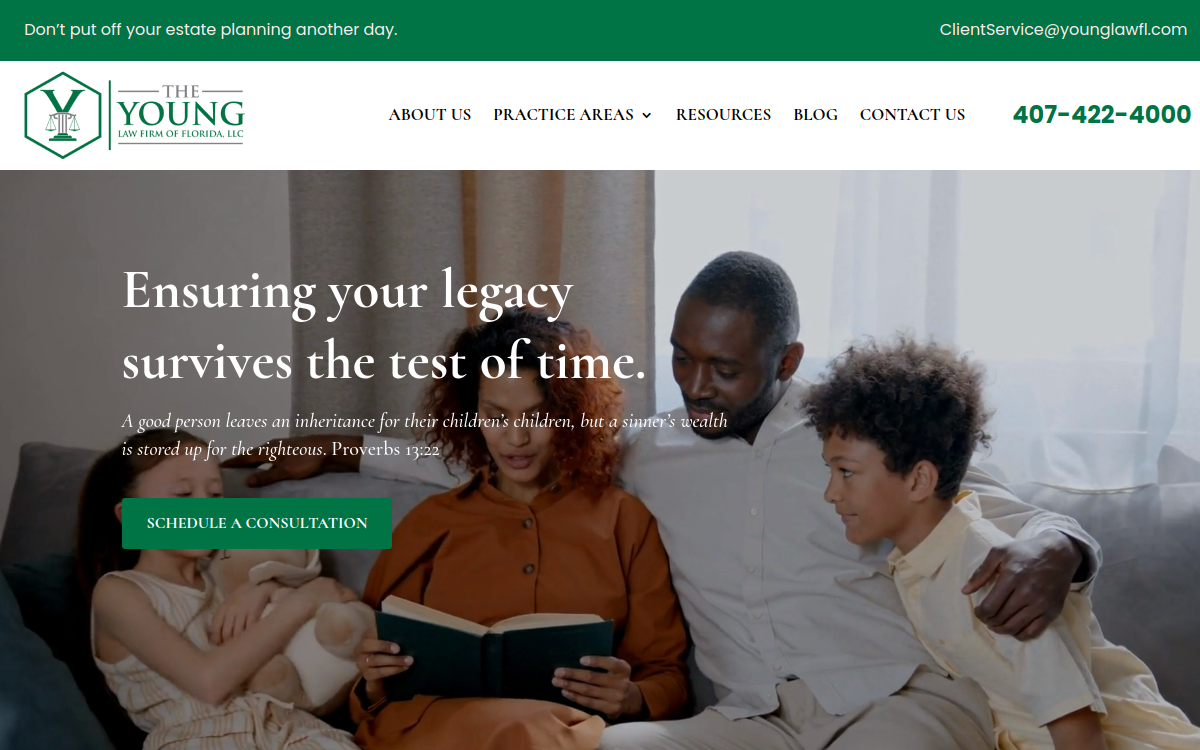 The Young Law Firm of Florida, LLC website screenshot