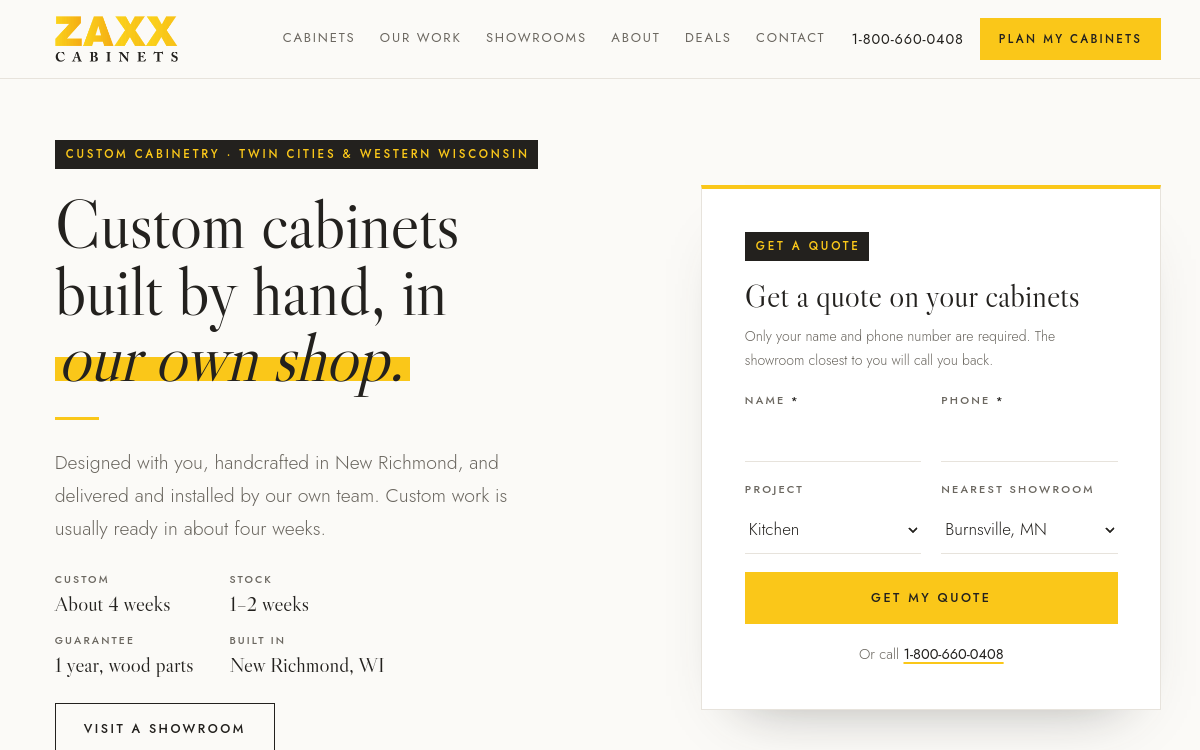 ZAXX Cabinet website screenshot
