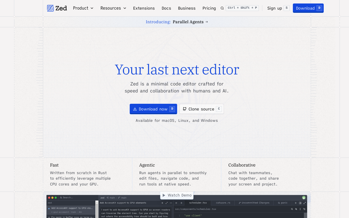 Zed website preview