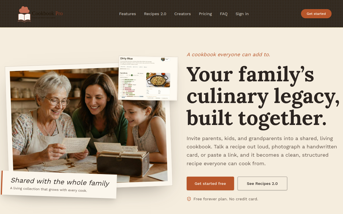 Cook Book Pro website preview