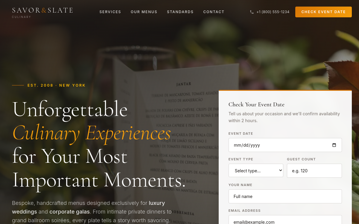 Savor & Slate — live site preview