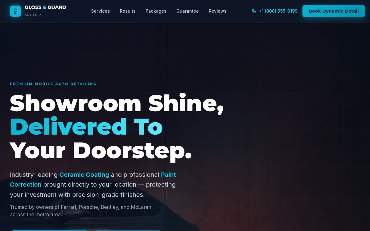 Gloss & Guard Auto Spa — live site preview