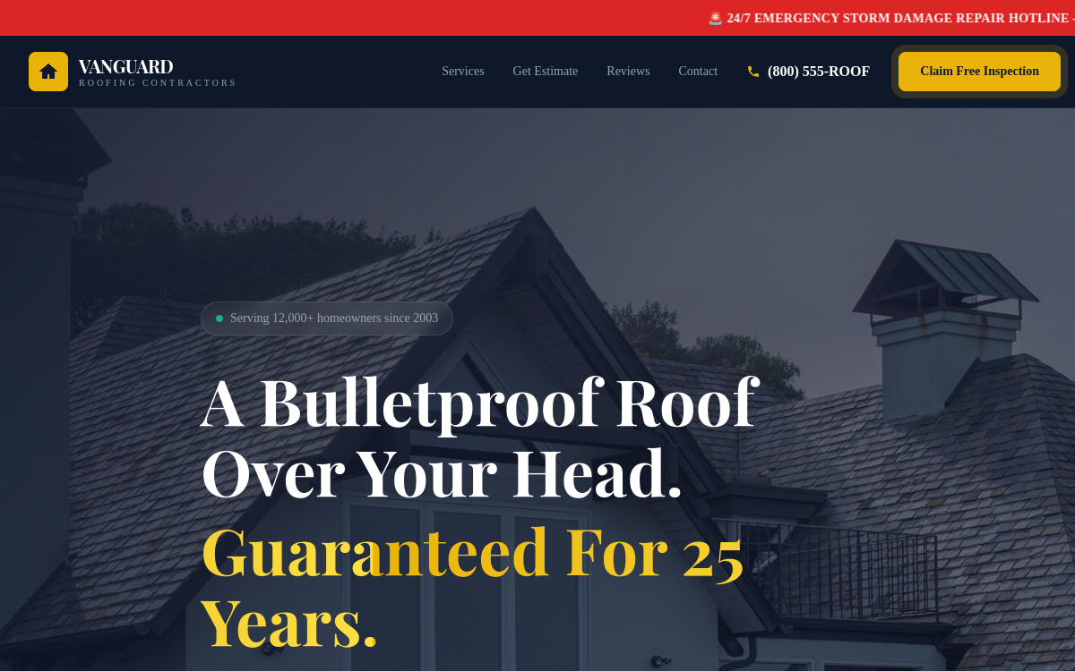 Vanguard Roofing — live site preview