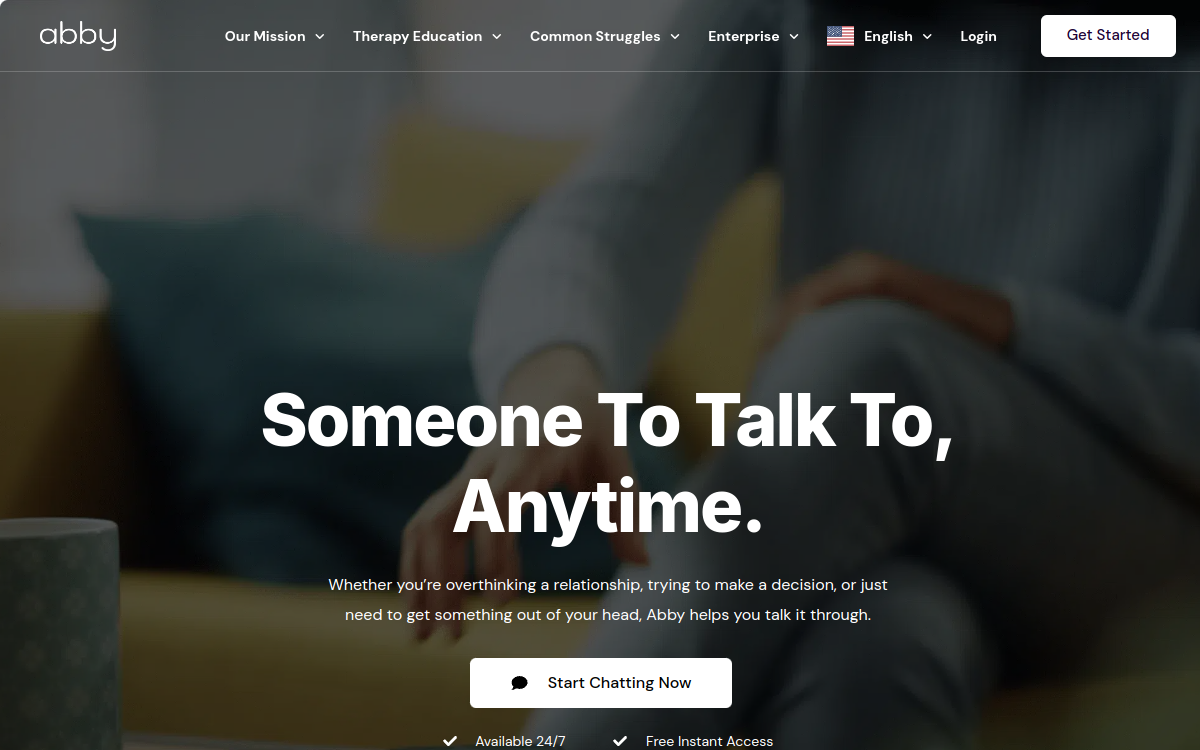 AI Therapy website screenshot