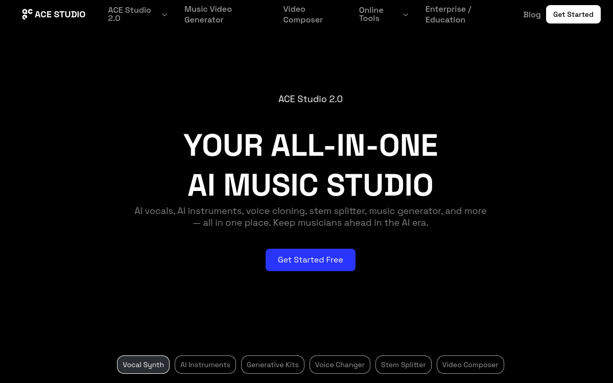 ACE Studio 网站预览