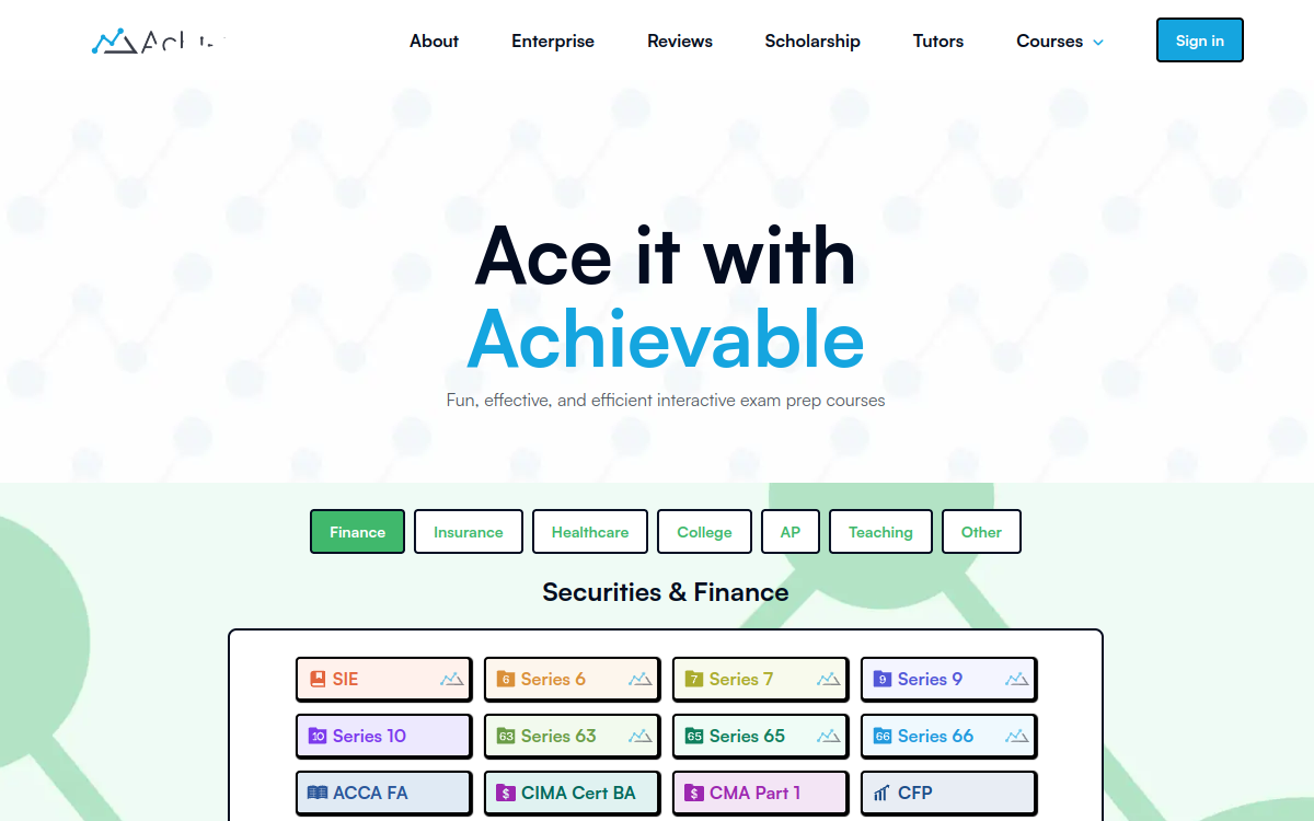 Achievable - AI adaptive learning website screenshot