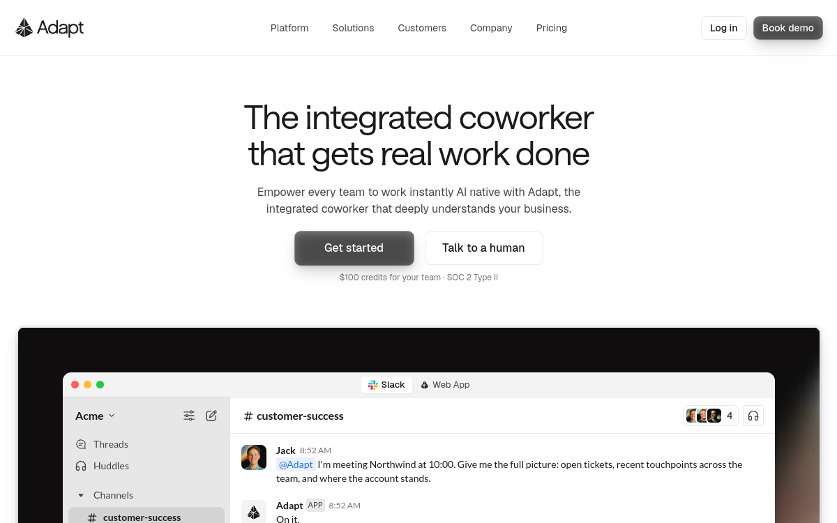 Adapt website screenshot