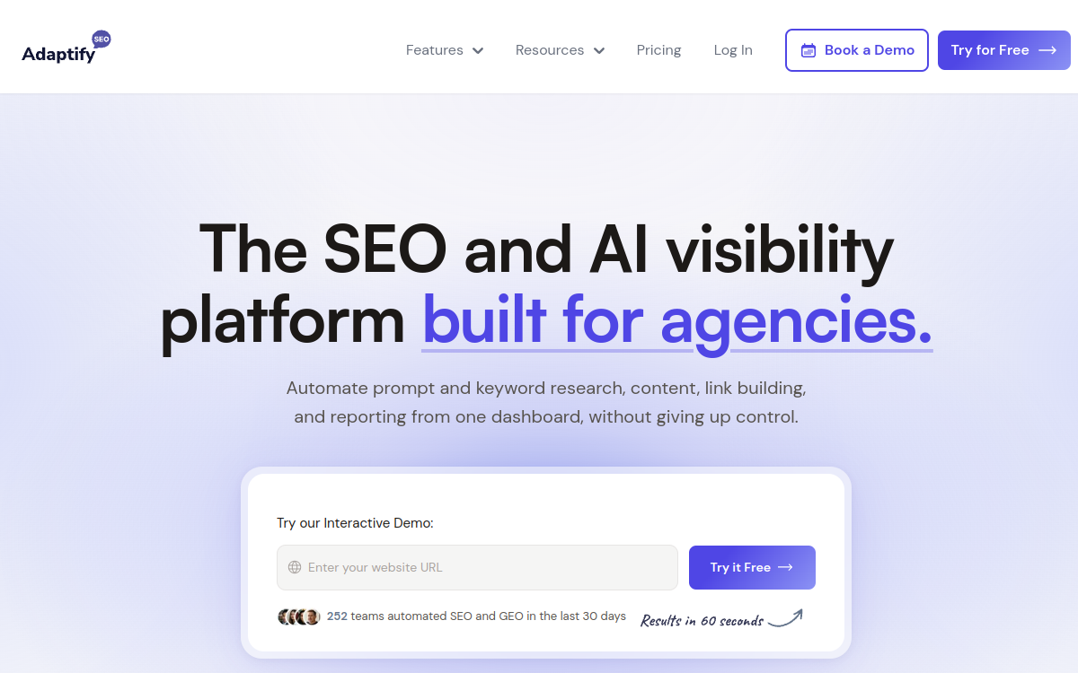 Adaptify homepage screenshot