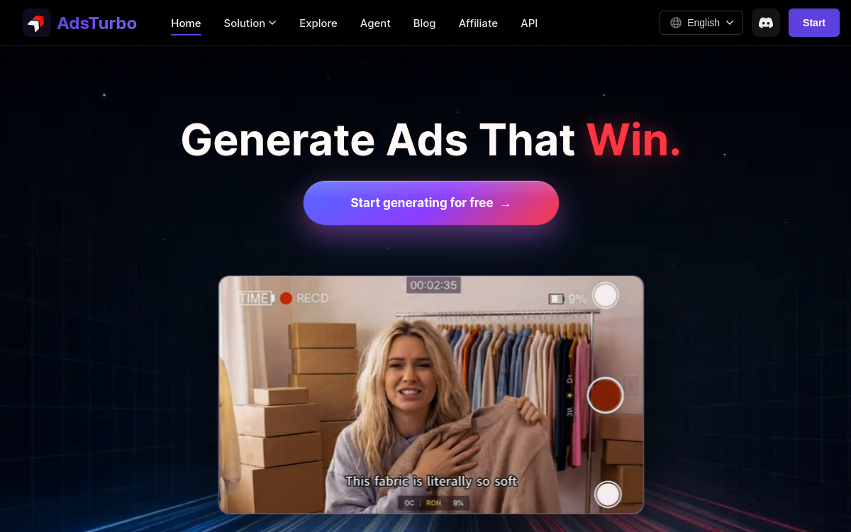 AdsTurbo website screenshot