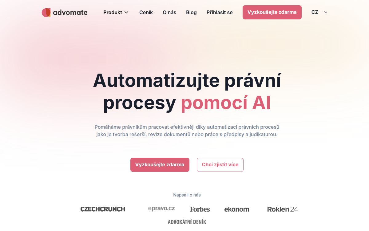 Advomate website screenshot