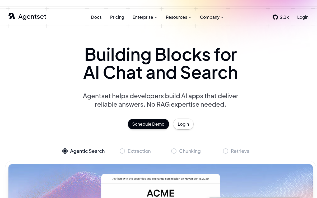 Agentset website screenshot