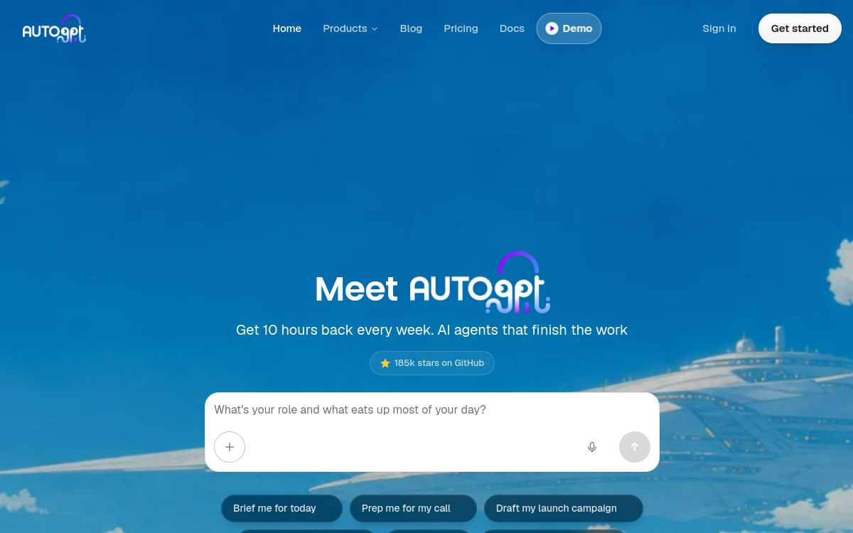 AutoGPT 网站预览