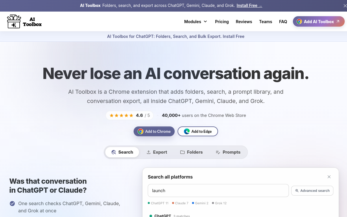 ChatGPT Toolbox website screenshot