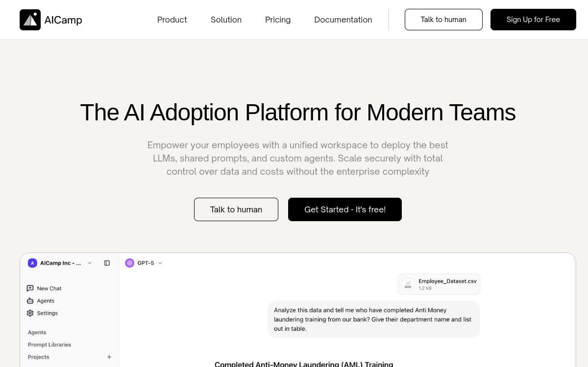 AICamp website screenshot