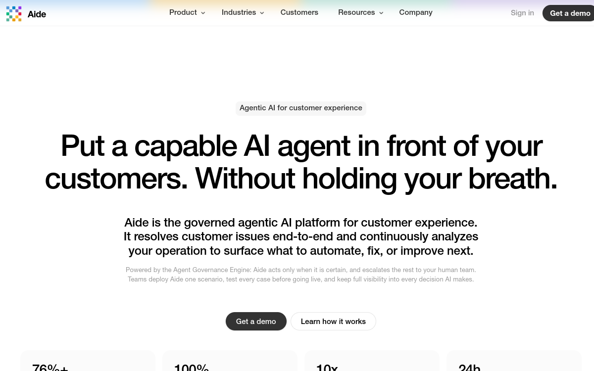 Aide website screenshot
