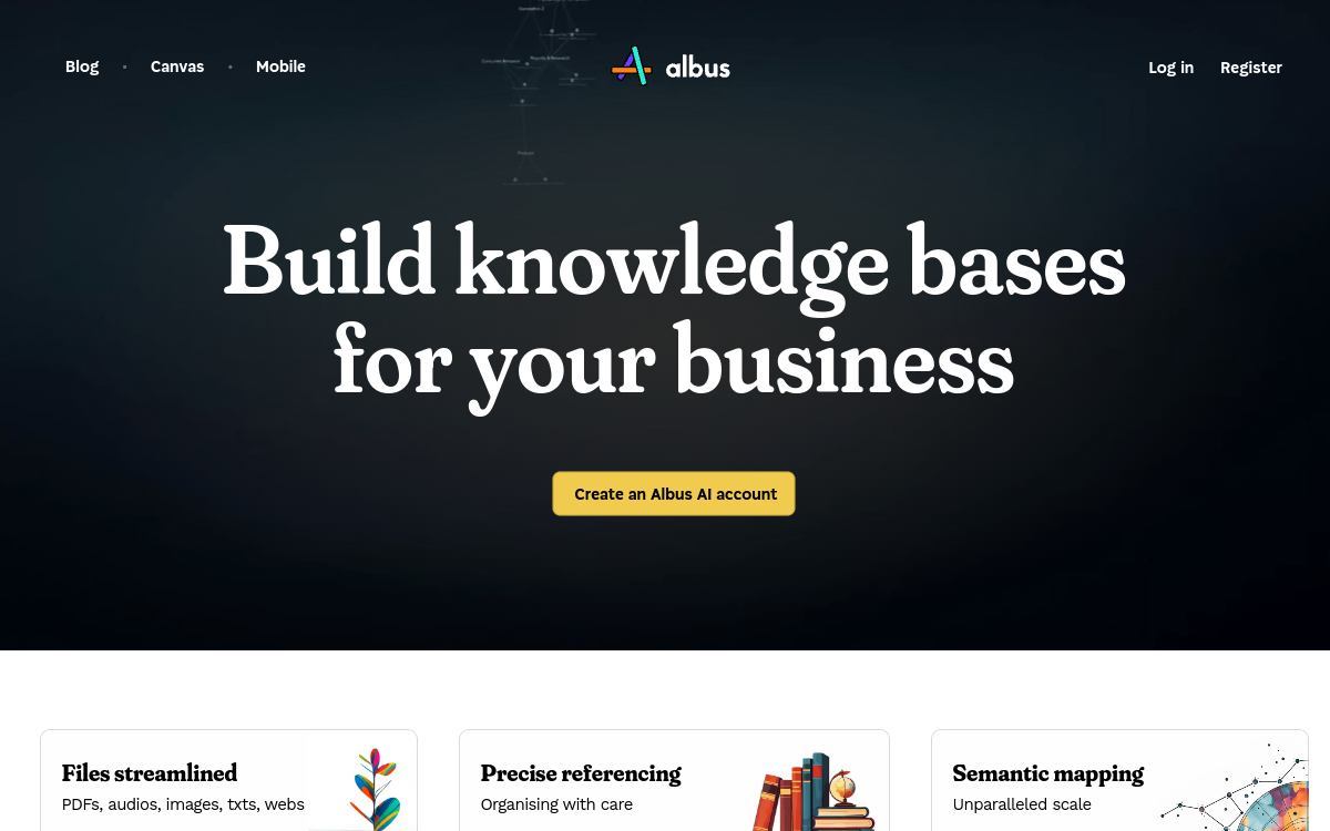 Albus Beta website screenshot