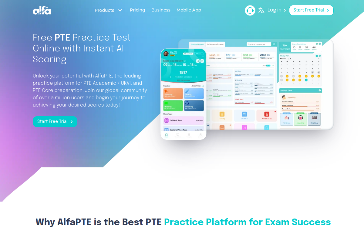 AlfaPTE website screenshot