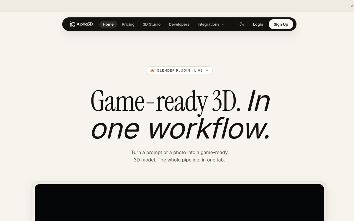 Alpha3D website screenshot
