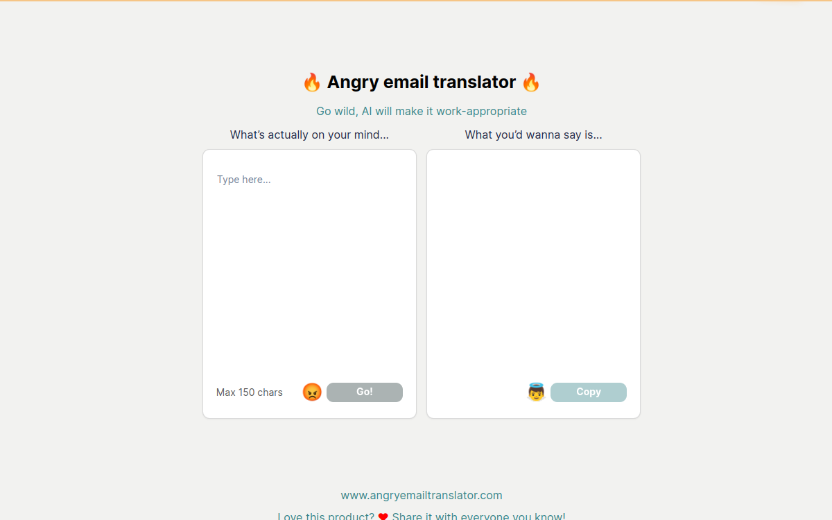 Angry Email Translator website screenshot