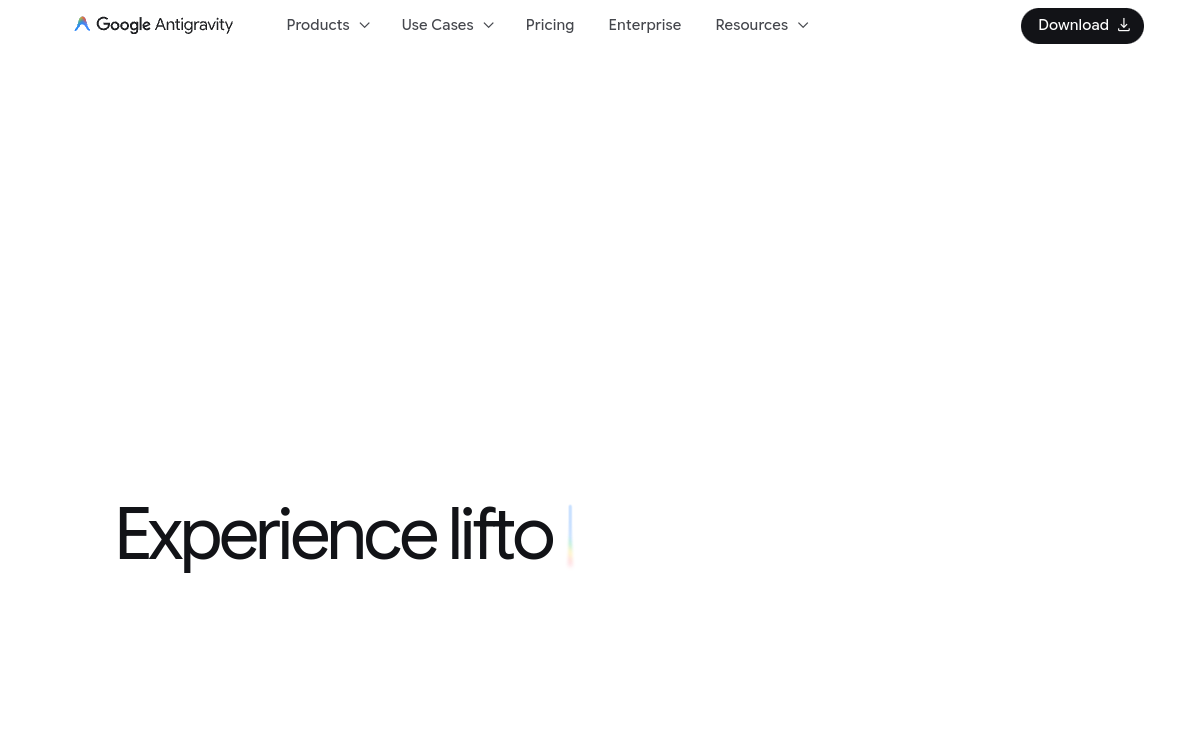 Google Antigravity website screenshot