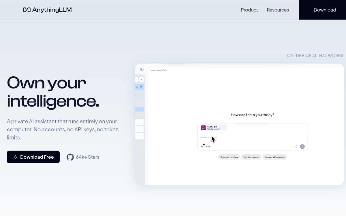 AnythingLLM website screenshot
