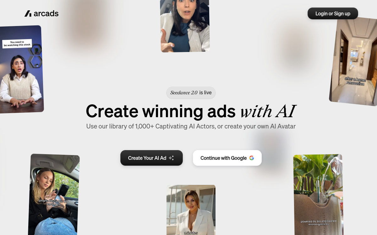 Arcads website screenshot