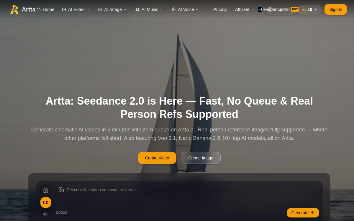 Artta AI website screenshot