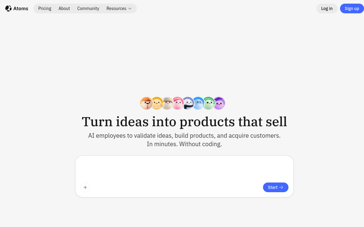 Atoms website screenshot