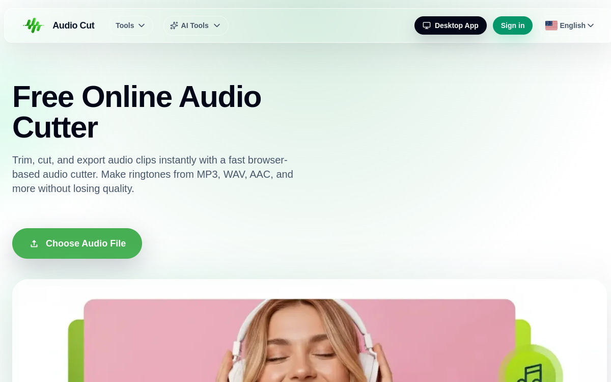 AudioCut website screenshot