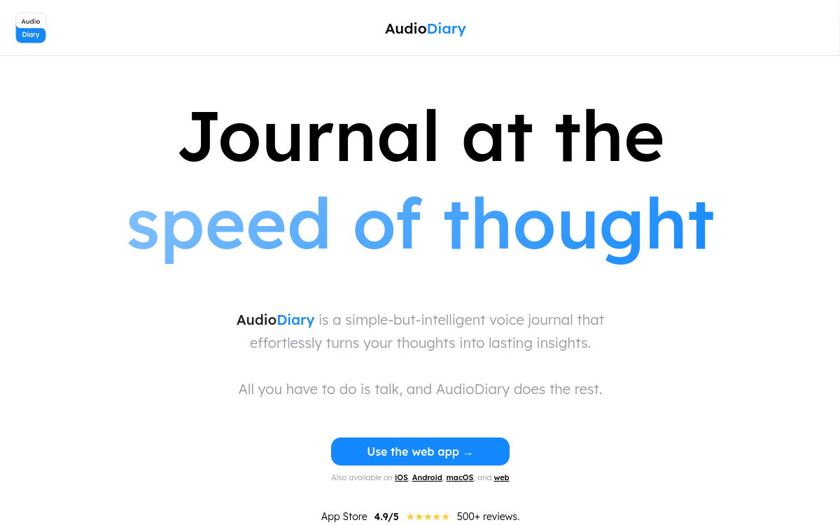 Audio Diary website screenshot