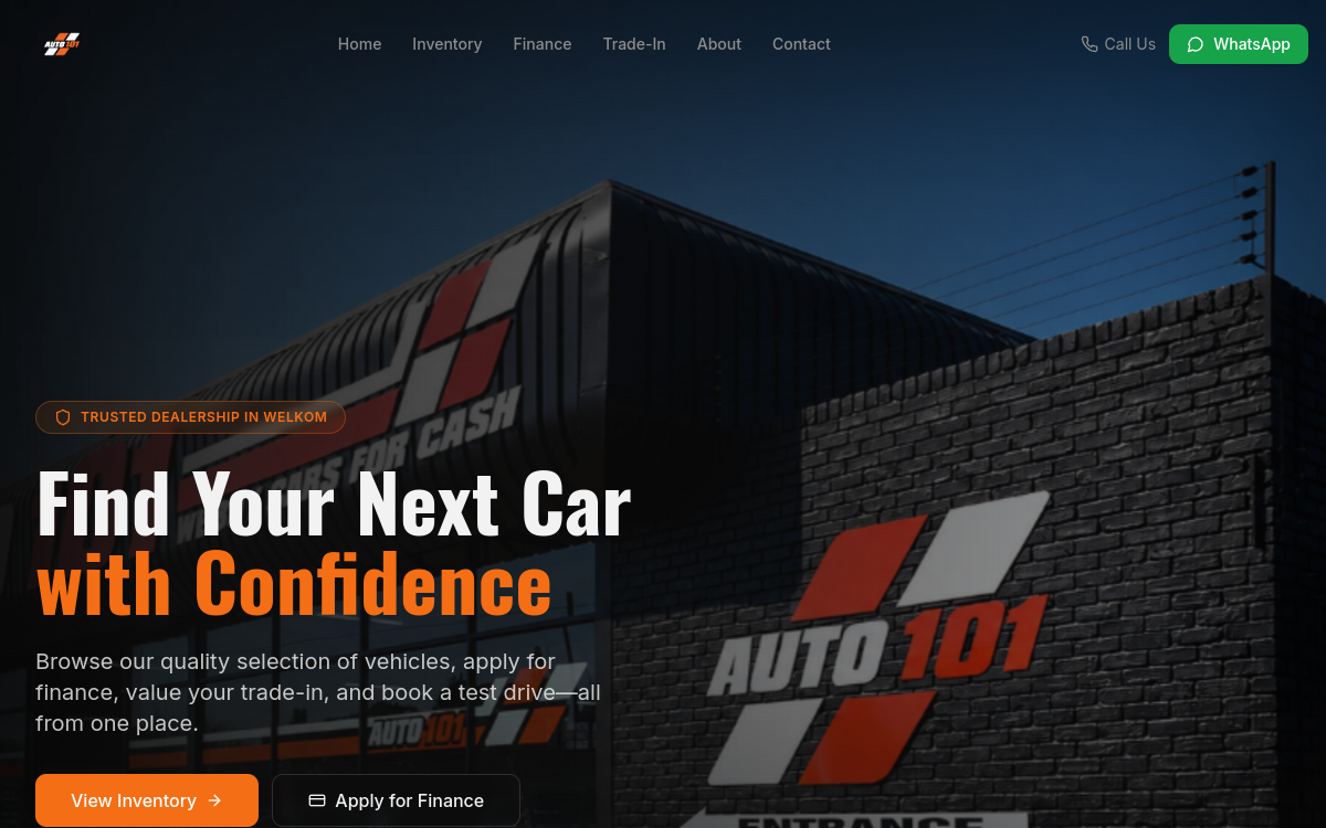 AUTO101 website homepage