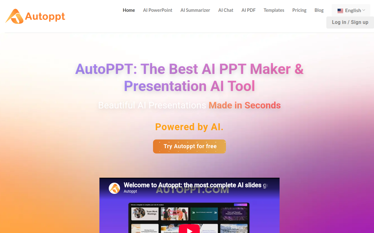 Autoppt website screenshot