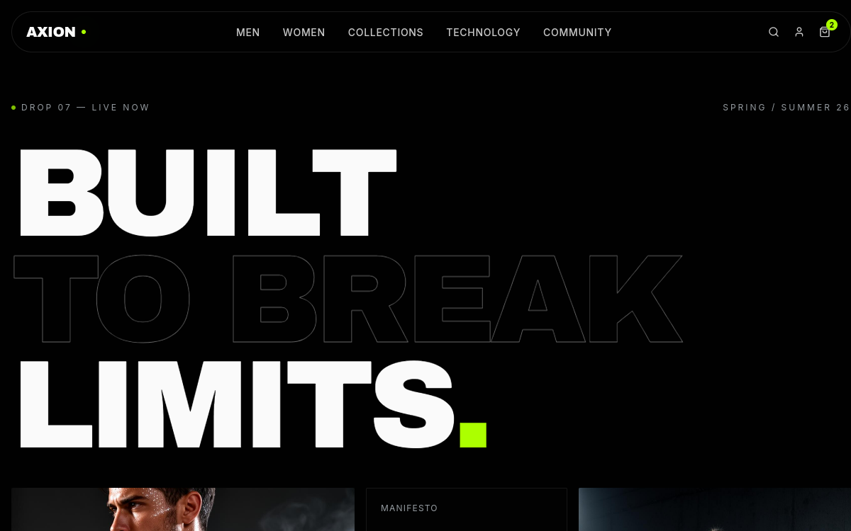 Gym Wear Brand Website — live screenshot