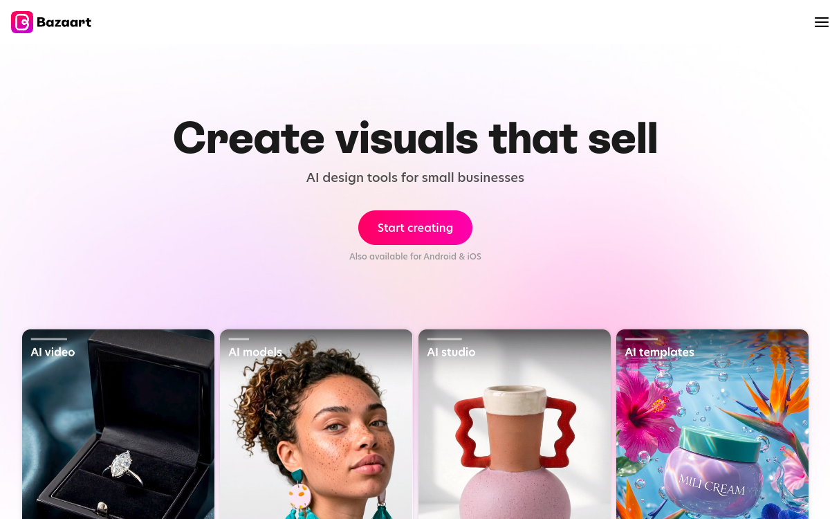bazaart.me website screenshot