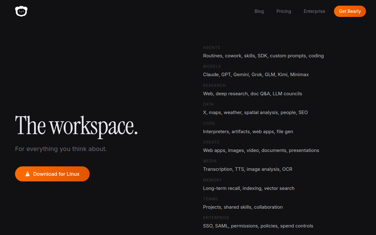 Bearly website screenshot