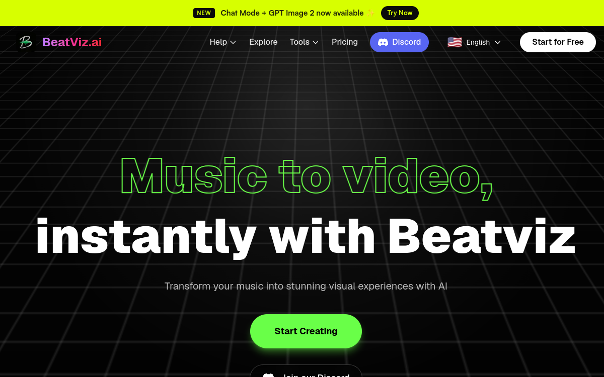 BeatViz AI: The Ultimate AI Music Video Generator website screenshot