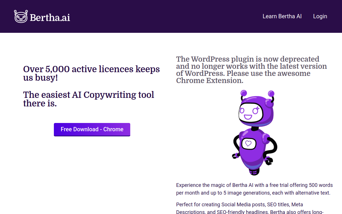 Bertha.ai website screenshot