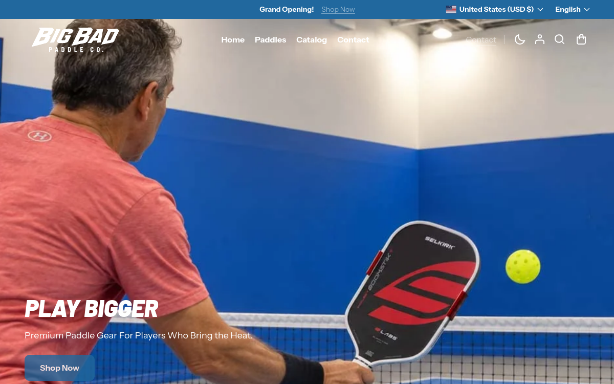 Big Bad Paddle Co. desktop homepage cover