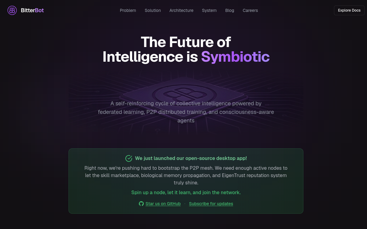 Bitterbot AI website screenshot