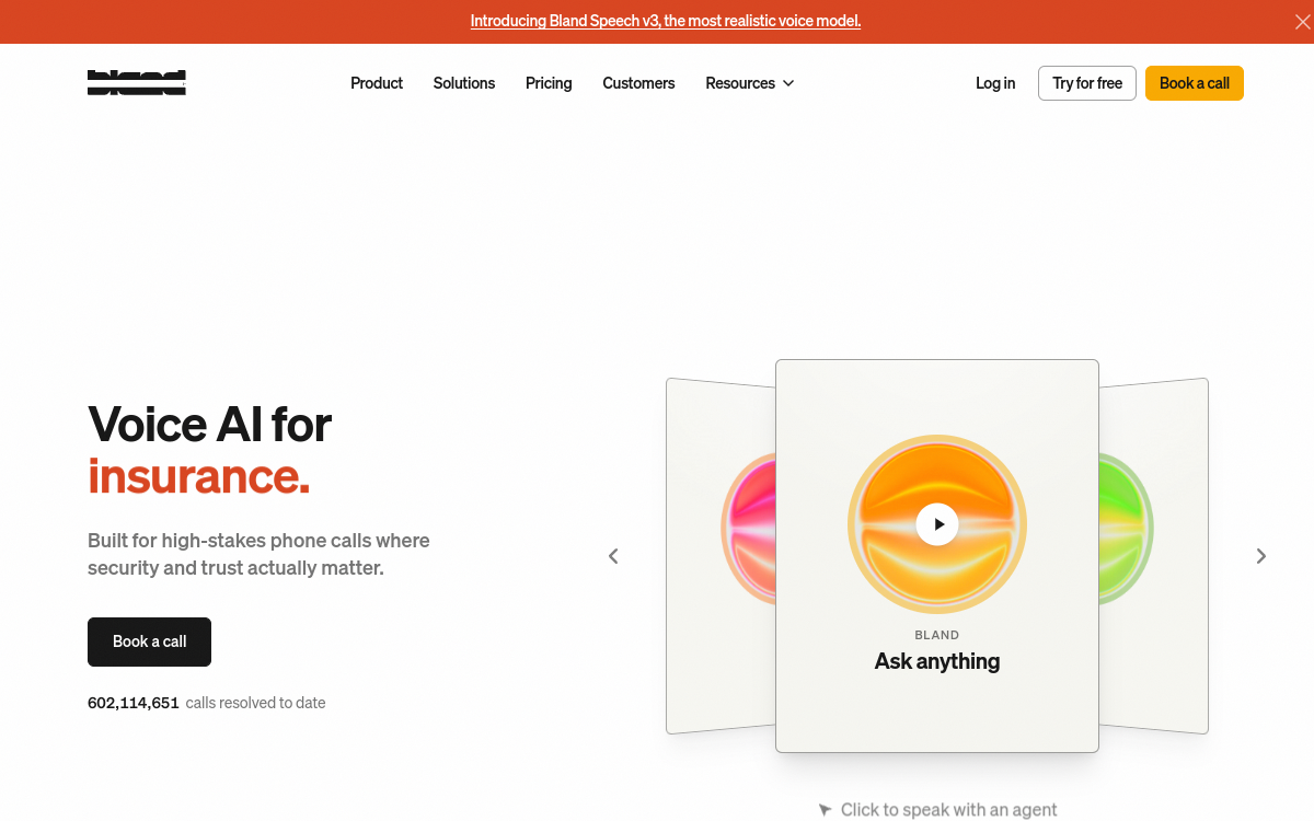 Bland AI website screenshot