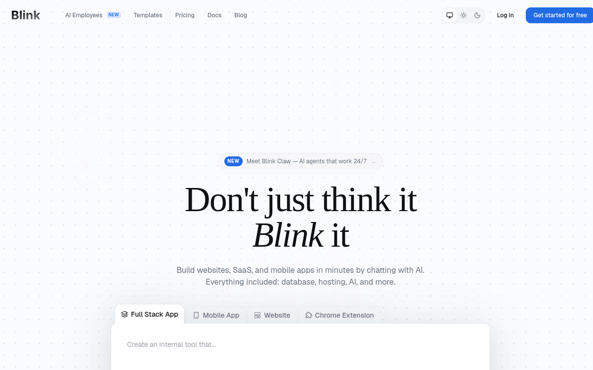 Blink.new website screenshot